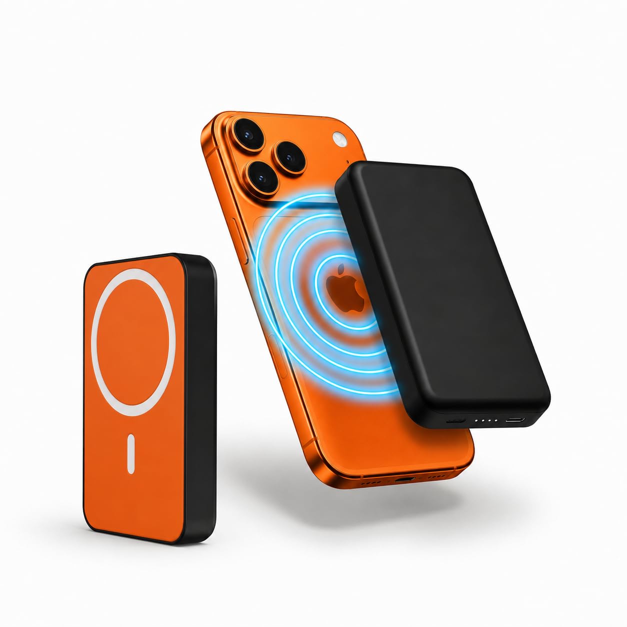 Nextech Mag-Safe Magnetic Wireless Power Bank 10000mAh | 22.5W Fast Charging PD Type C | 15W Powerbank for iPhone & Android | Compact Slim Portable Charger with LED Indicator - OrangeBlack-image-7
