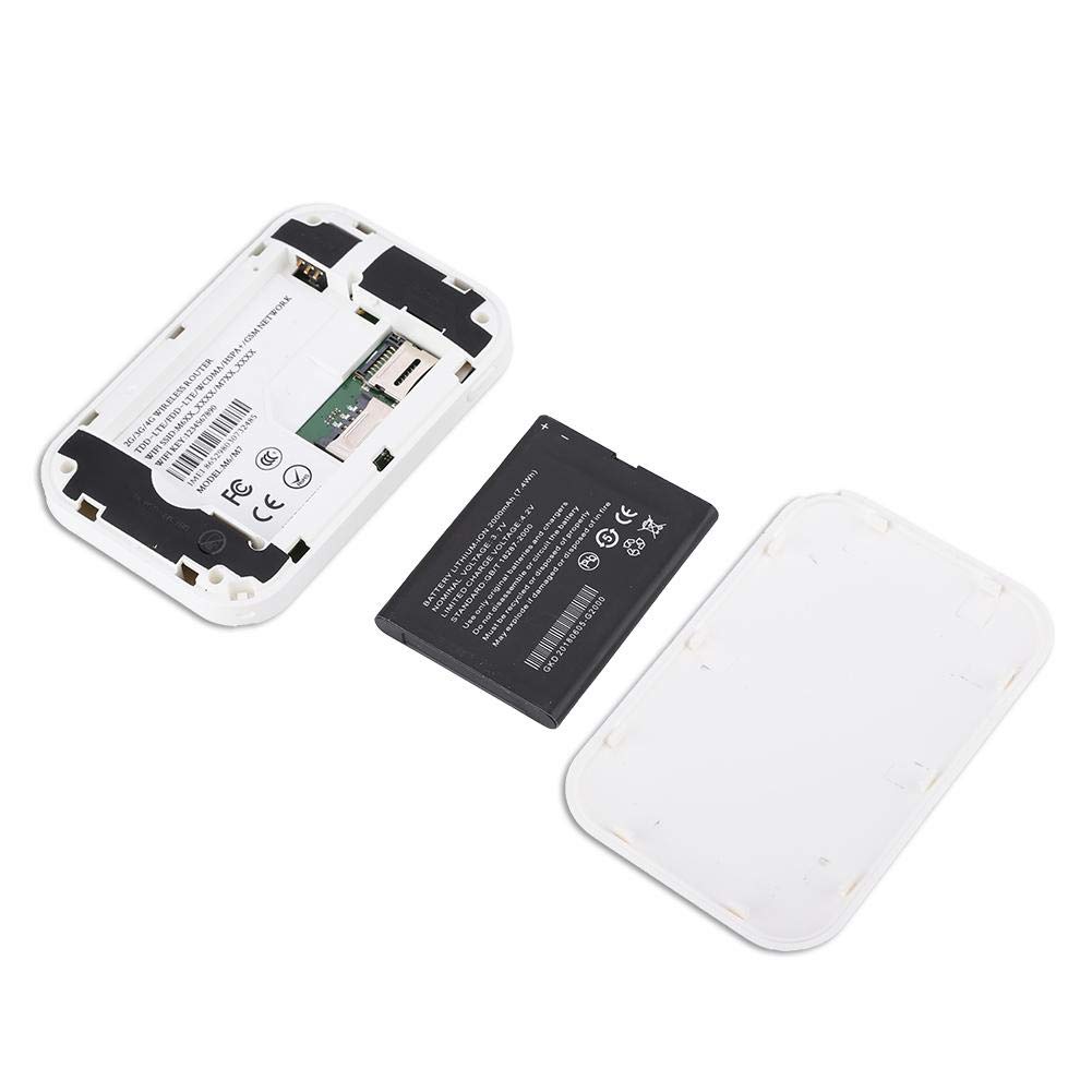 Przenośny 4G WiFi, Modem 3G / 4G Szybki Internet Bezprzewodowy Mobilny Router Przenośny Hotspot Wi-Fi do Podróży, 2000 MAh 6-godzinna Bateria o Długiej żywotności(biały)