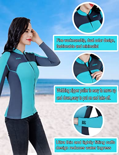 Womens Wetsuit Top, 1.5Mm Ladies Long Sleeve Neoprene Wetsuit Jacket Tops For Swimming Water Aerobics Diving Surfing And Boating #TOP4