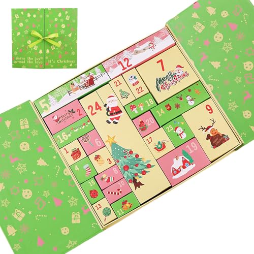 Calendario de Adviento Reutilizable - Caja Vacío 2025 de 24 días para Personalizar - Caja de Regalo Fiesta de Cumpleaños Adultos Dulces Joyería Dulces | Tarjeta Personalizada