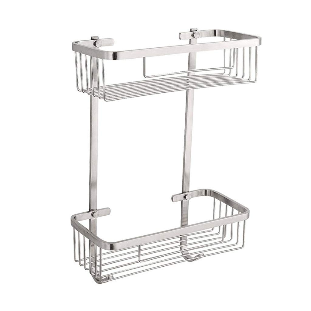 2 Tier Wall Mount Bathroom Shelf Organizer with Hooks Heavy Duty Shower Shelf Basket Caddy Storage for Bathroom