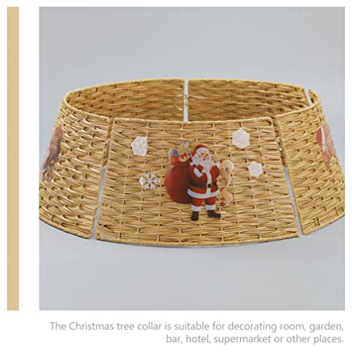 Angoily Rattan Christmas Tree Collar, Natural Woven Christmas Tree Ring, Christmas Tree Collars With 15Pcs Christmas Stickers For Artificial Trees And Holiday Christmas Tree Decoration (Brown) #TOP6