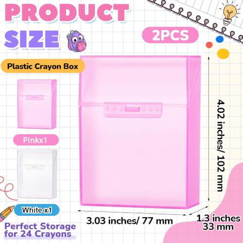 Image of Clabby 2 Pcs Clear Plastic Crayon Boxes Hold 24 Count, Pink,Clear