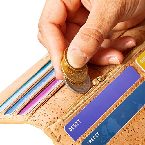 Cork Wallet Women Vegan Slim for Cards, Notes and Coins Natural Color3