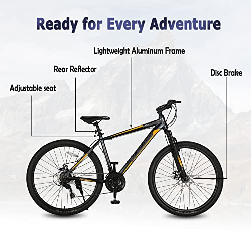 Elecony 27.5 Inch Mountain Bike, Shimano Drivetrain, Aluminum Frame, 21 Speed With Safer Mechanical Disc Brake, Front Suspension Anti-Slip Bicycle #TOP1