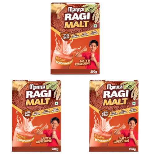 Image of Manna Ragi Malt Drink Mix with 25% Ragi, 800g (Pack of 3)