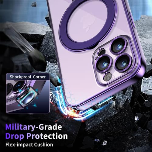 Image of Magnetic for iPhone 15 Pro Max Case with Invisible Stand[Compatible with MagSafe][Full Camera Lens Protector][Military Drop Protection] Shockproof Not Yellowing Clear Slim Soft for Women Men