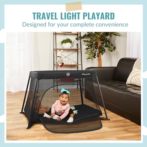 Dream On Me Travel Light Playard, Zipper Access Door, Travel Bag, Black | Lightweight Sturdy Frame, Breathable Mesh Sides, Soft Mattress Pad, Ideal for Indoor & Outdoor Use, Compact & Quick Fold - image 2