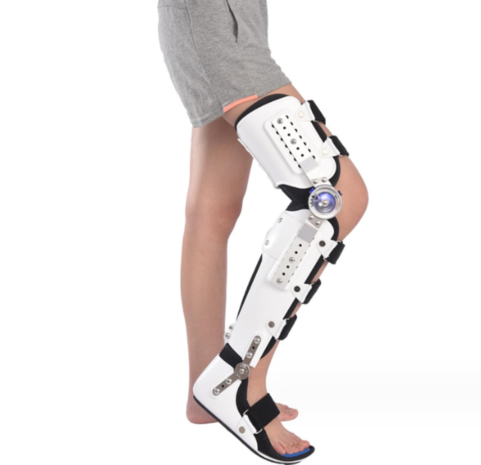 Rodillera Articulada con Bisagras, ROM Ajustable Postoperatorio Inmovilizador de Rodilla Soporte de Recuperación Protector Inmovilizador de Rodilla Para Hombres y Mujeres,Left