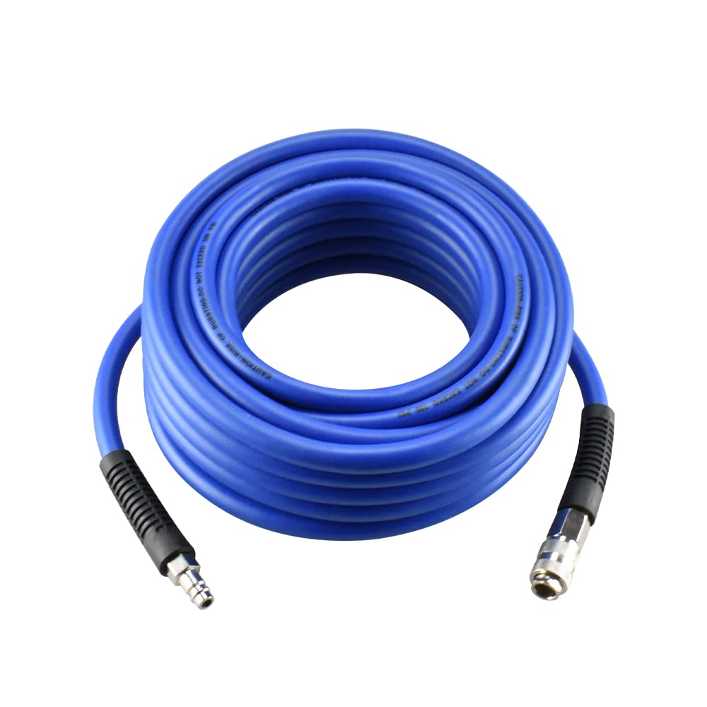 Aunstarwei Blue 3/8" Pvc/Rubber Hybrid Air Hose With 1/4" Europe Steel Quick Coupler And Plug Fittings, 10M Length