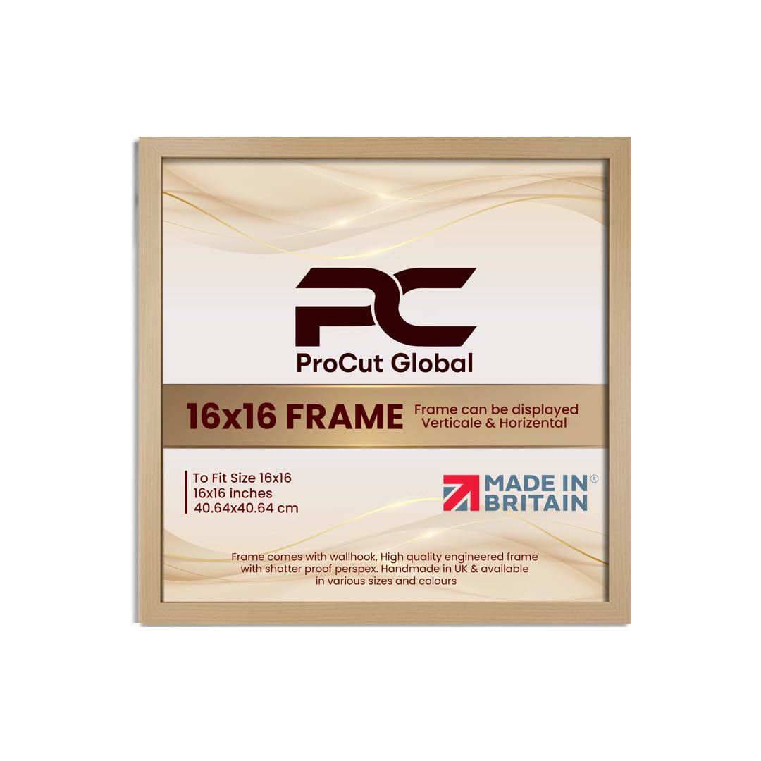Procut Global 16X16 Country Pine Picture Frames - Modern Wooden Photo Frame with Shatterproof Perspex for Wall or Tabletop - Perfect for Posters, Certificates, Prints - Sizes & Colors Available