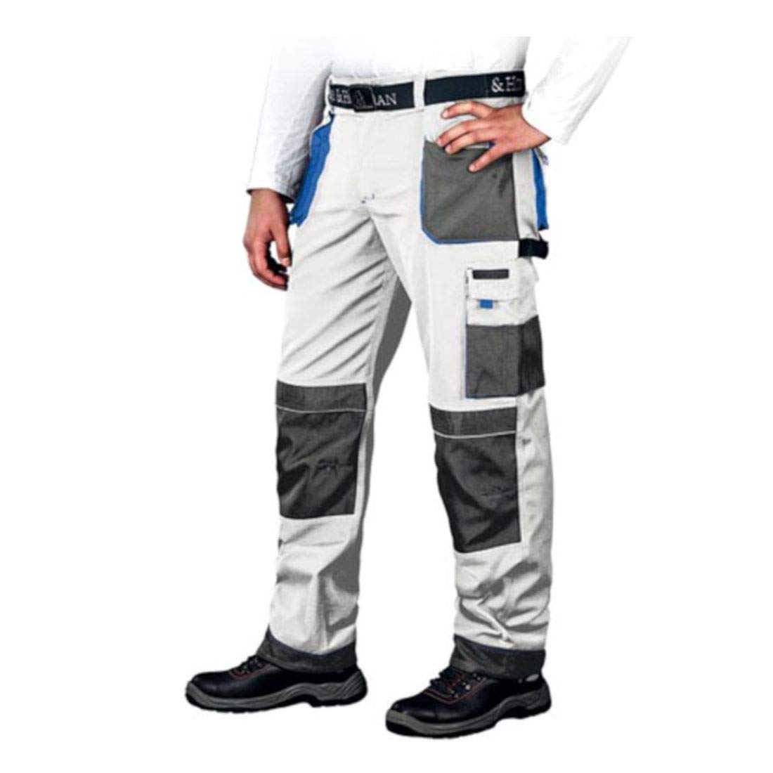 Leber&Hollman LH-FMN-T_WSN54 Pantalon de Protection Blanc/Gris/Bleu Taille 54
