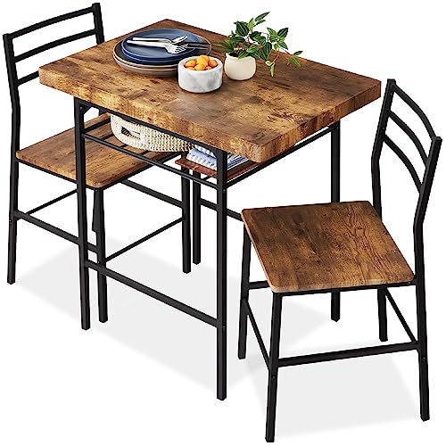 Comparison: Best Dining Sets For Small Spaces 3 Best Choice Products 3-Piece Modern Dining Set, Space Saving Dinette for Kitchen, Dining Room, Small Space w/Steel Frame, Built-in Storage Rack - Medium Brown/Black