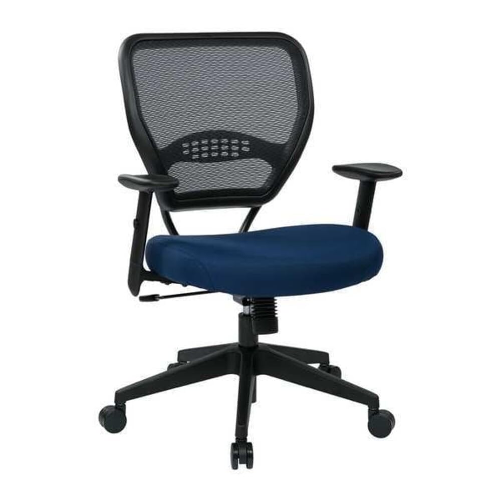 Space Seating 55 Series Professional Dark Air Grid Back Adjustable Manager's Chair with Lumbar Support and Padded Seat, Icon Navy Blue Fabric