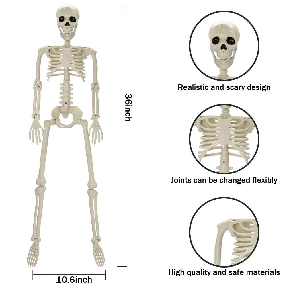 Dekoracje szkieletowe na Halloween, plastikowe całe ciało z ruchomymi stawami, szkielet na imprezę halloweenową, rekwizyt straszny cmentarz, nawiedzony dom, trawnik, podwórko, dekoracje