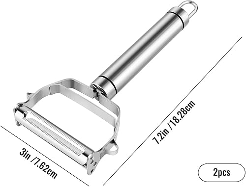 Miniatura 2 de Cortador de acero inoxidable, pelador de juliana, rebanador, pelador de verduras de doble hoja para zanahoria, papa, melón