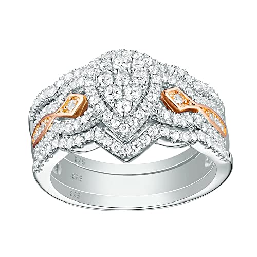 Bagues de mariage argent 925 femme 1.3 Ct alliance zirconiums