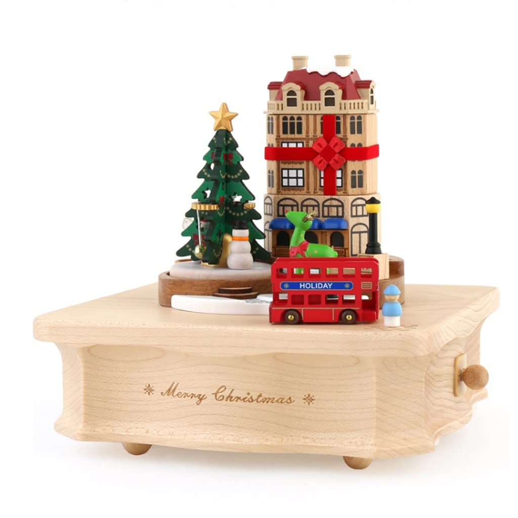 Muzyczna Pozytywka Christmas Music Box Mechanism Clockwork Pudełko Muzyczne Drewniane Pudełka Dla Chłopców Dziewczyny Dzieci Kobiety Rotacja Rzemiosła Prezent Dekoracyjne Pamiątki