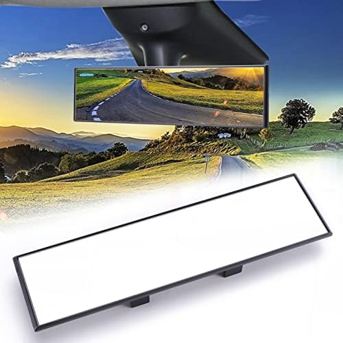 Rear View Mirror, Universal Interior Clip-on Wide Angle Mirror, Panoramic Flat HD Rearview Mirror, Anti Glare, Clear Tint, Accessories for Car SUV Trucks Vehicles (12"*3")