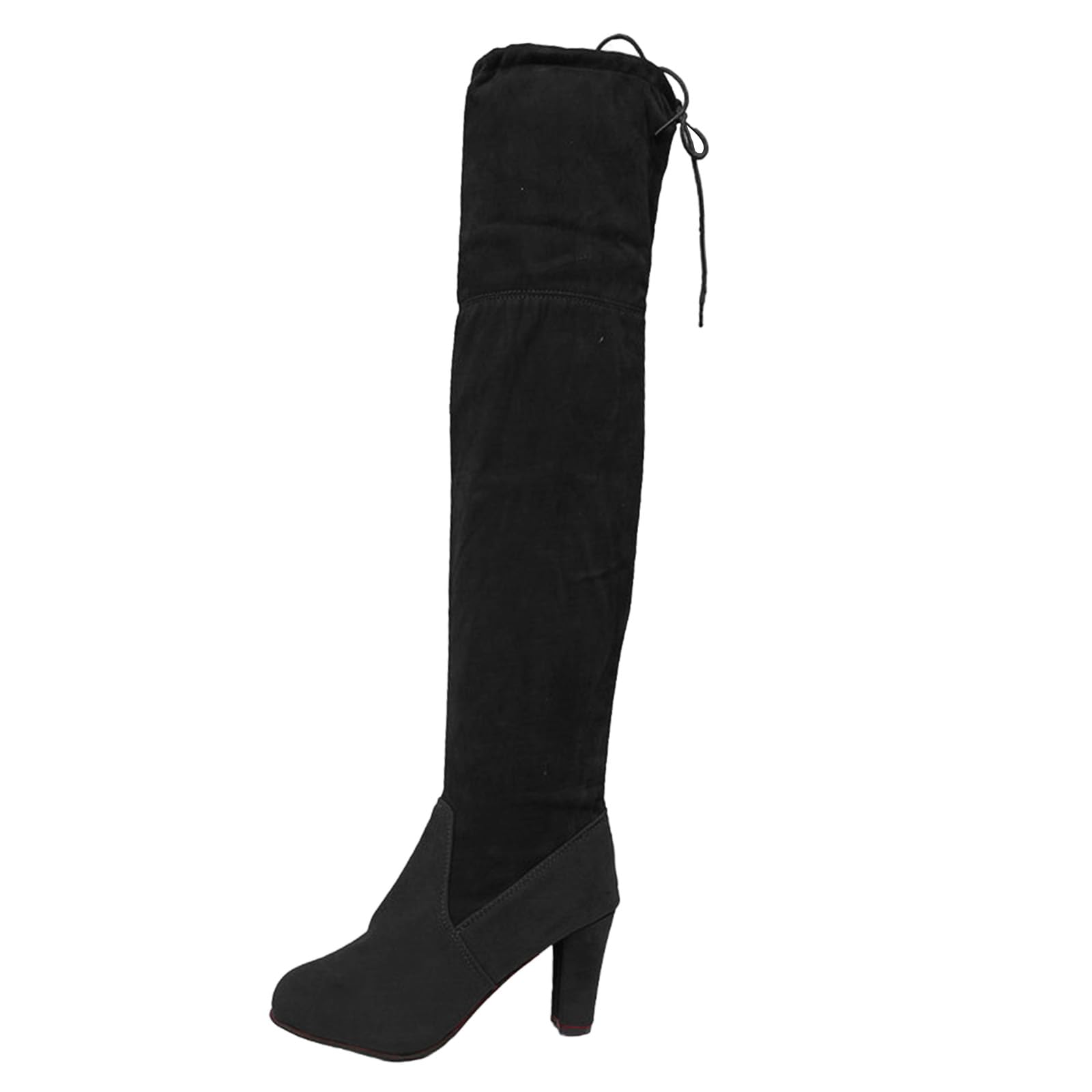Womens Over The Knee Boots Faux Suede Tall High Heel Boots Lace Up Round Toe Shoes Fashion Fall