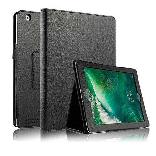 Leather Folio Flip Case For Apple iPad Air (2013, 2014, 2017, 2018) - Black, 9.7 inch