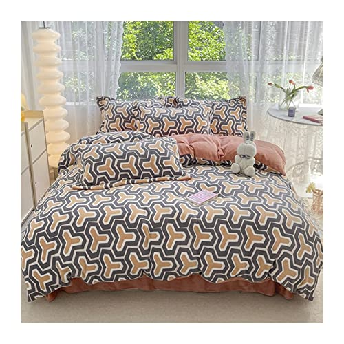 Fundas Nórdicas De Microfibra Extra Suaves Juego De Cama De 4 Piezas De Terciopelo Engrosado con Edredón con Cierre De Cremallera (Color: F06, Tamaño: Sábana De 2,0 M -220x240 Cm) (J010 Sábana De 1,8