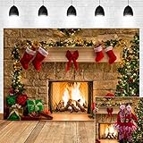Christmas Themed Home Decor Photography Backdrop Photo Booth Christmas Tree Fireplace Children Birthday Newborn Baby Shower Vinyl 5x3ft Photo Background Studio Props Party Banner Supplies