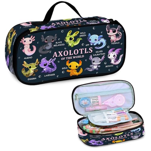 Image of Axolotl Pencil Case, Pencil Case For Boys Kids, Salamander Pen Box For School, Large Capacity School Supplies, Desk Organizer Office Business, Colorful Gifts Pen Box