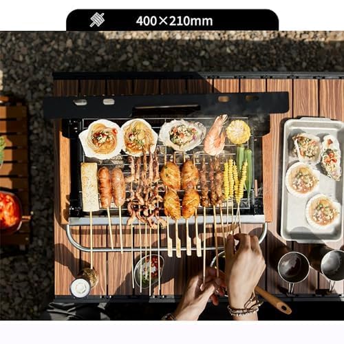 Przenośny grill na ognisko, wytrzymały stalowy ruszt do grilla, stojak do gotowania w wysokiej temperaturze, idealny na piknik, kemping i do użytku na podwórku, powierzchnia 400 x 210 mm