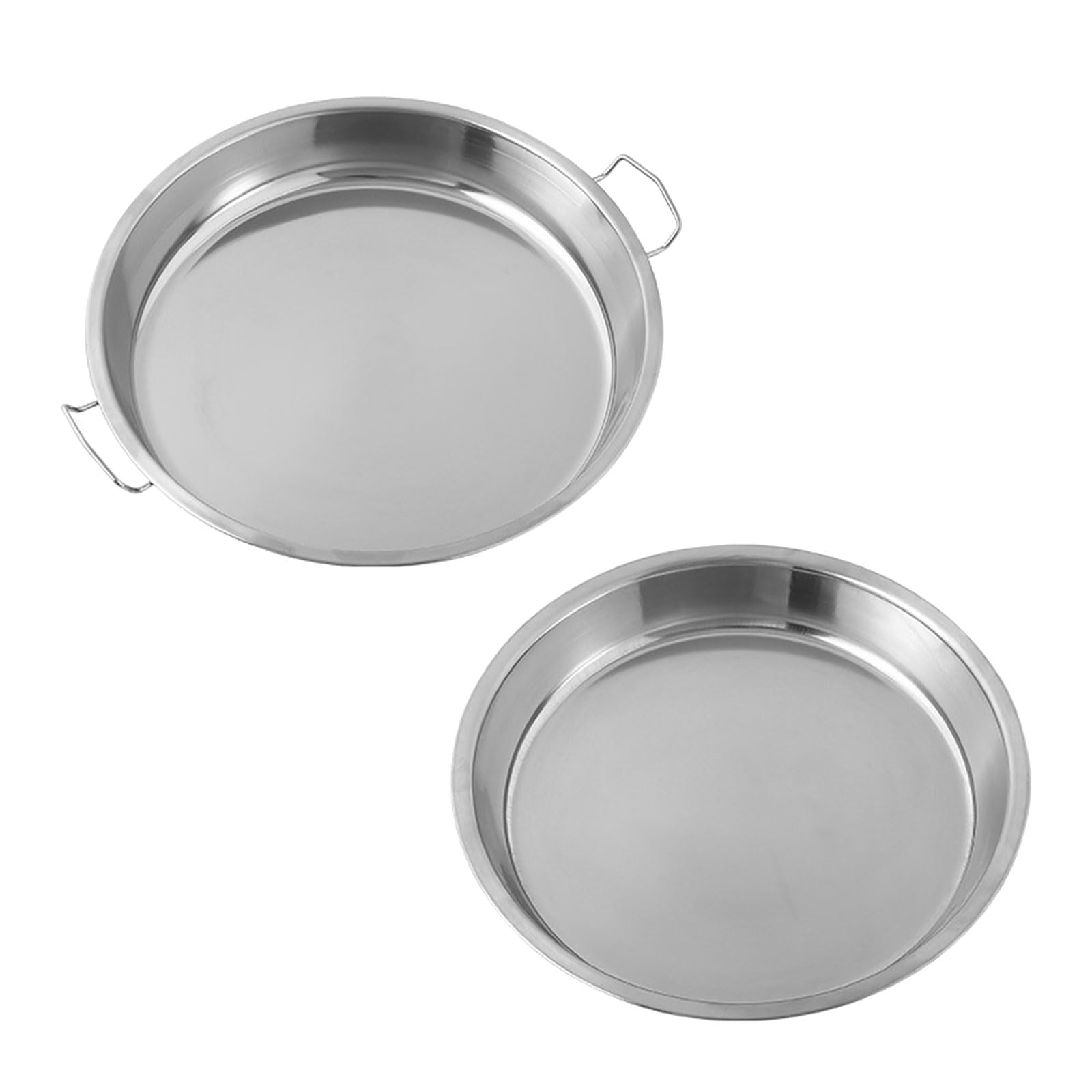 Hsyzygian 2 Pack Stainless Steel Food Serving Trays Steaming Plate Serving Pans Liangpi Making for Steaming and Multipurpose Plate