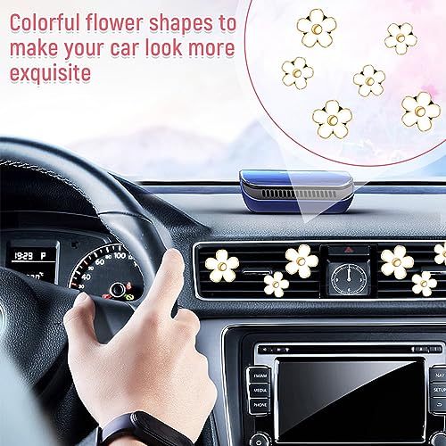 Image of Kewucn 6 Pcs Daisy Air Vent Clips, Cute Flower Car Air Conditioning Outlet Clip, Colorful Air Fresheners Vent Decorative Clips, Universal Auto Interior Accessories for Girls Women (White)