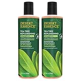 Desert Essence Tea Tree Replenishing Shampoo - 12.7 Fl Oz - Pack of 2 - Therapeutic - Peppermint & Yucca - Antibacterial - Restore & Nurture Hair - Reduce Flaking - All Skin Types