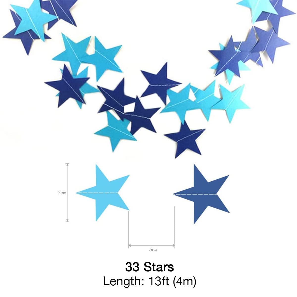 Happy Space 13ft Shiny Gold Paper Star Garland 1