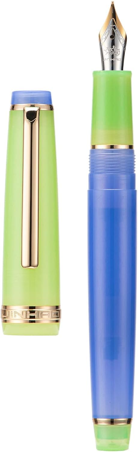 Jinhao 82 Fountain Pen, Golden Trim Bent Nib, Green Blue with Converter โ image 1