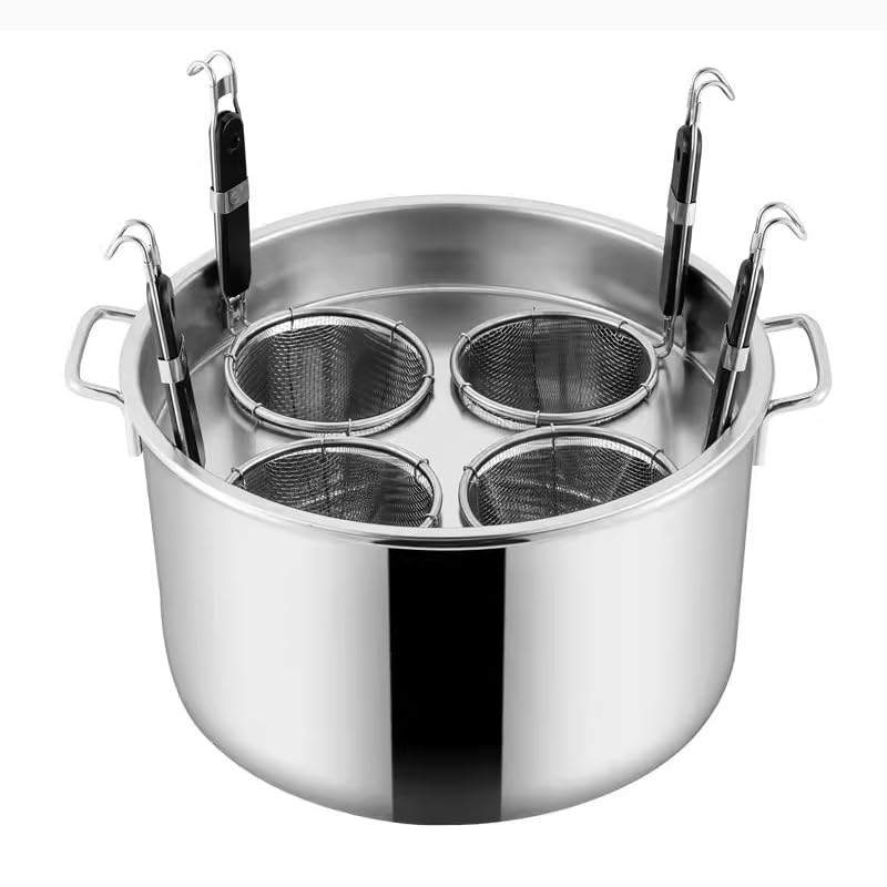 Cuece pastas Juego de insertos para olla a presión para pasta de 3, 4 y 5 orificios con cesta coladora, cesta coladora de acero inoxidable, utensilios de cocina para pasta, fideos, verduras,