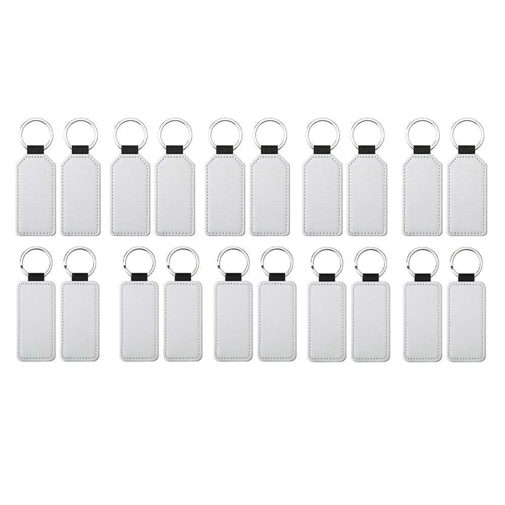 Opuorcy 20Pack Sublimation Blanks Keychain Heat Transfer Keyring Double-Sided Sublimation Blank
