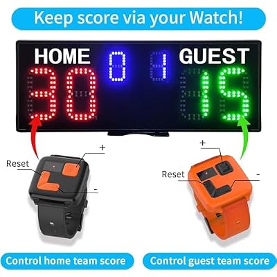 YZ LED Electronic Scoreboard with Watch Control, Digital Scoreboard with Remote, Portable Scoreboard Basketball, Digital Tennis Score Keeper for Net, Scoreboard for Outdoor Games Volleyball/Football