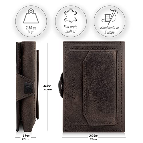 TRUSADOR Toscana Trifold Leather Wallet For Men and Women Card Holder with RFID Protection (With Coin Pocket, Brown)2