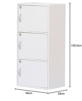 ちゃこ　3box Amazon｜クロシオ 鍵付き3段ボックス ブラウン ホワイト 扉付き