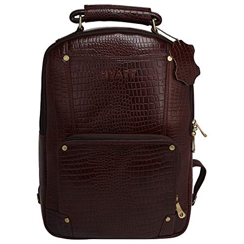 Image of RICHSIGN LEATHER ACCESSORIES Genuine Leather Laptop Backpack Bag For Men And Women, College, Office, Travel Use | 15.6 Inch Laptop Compartment