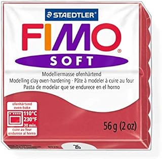 Staedtler Fimo Soft Cherry Red (26) Oven Bake Modelling Clay Moulding Polymer Block Colour 56g (1 Pack)