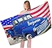 337 Asciugamano da Spiaggia Camion E Bandiera Blu Asciugamano da Bagno Durevole Telo da Doccia Estivo Telo da Sauna, Asciugamani per Adulto Bambini 80x130cm