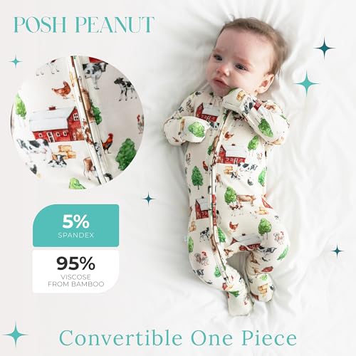 Image of Posh Peanut Convertible Baby Sleepers - Footless Baby Pajamas with 2 Way Zipper for Easy Diaper Changes