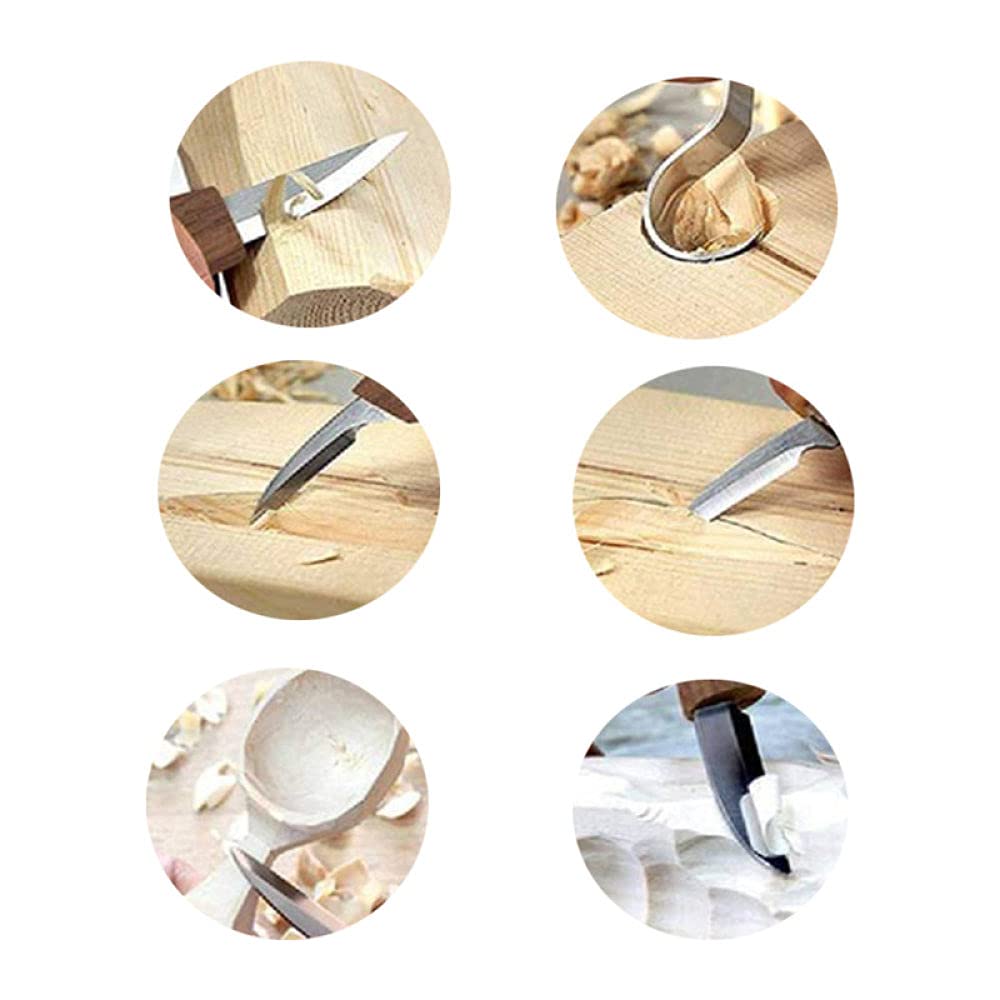 3/5Pcs Coltello da intaglio in legno di noce Scalpello per lavorazione del legno Cutter Set di utensili manuali Peeling intaglio del legno Cucchiaio scultoreo intaglio, 5PCS