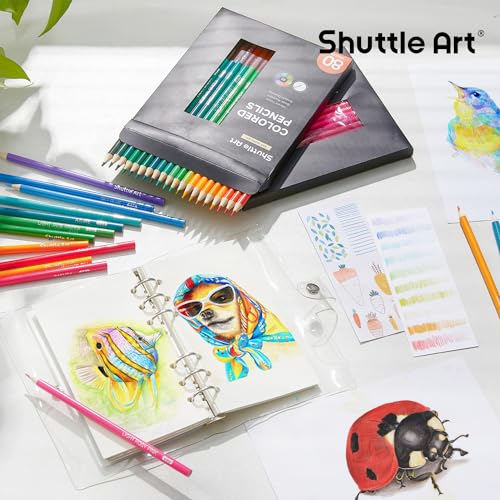 Image of Shuttle Art 80 Regular Colored Pencils for Adult Coloring, Soft Core Color Pencils for Adults, Kids, Artists, Beginners Drawing and Sketching