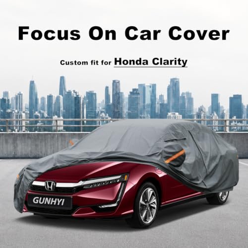 Image of GUNHYI Premium Car Cover Custom Fit Honda Clarity, 16 Layers Heavy Duty Car Cover Waterproof All Weather with Zipper Door for Sun Rain Snow Dust Uv Protection