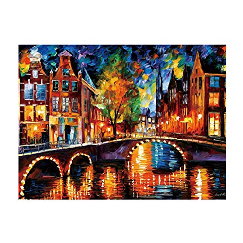 QUANHUA Acryl Gemälde Handgemalt Leinwand Bild, 100% handgemaltes Ölgemälde Bild, Landschaft Wandbild Wall Art Bilder for Wohnzimmer Handgefertigt,B,24" x 36" (60cm x 90cm) Cover