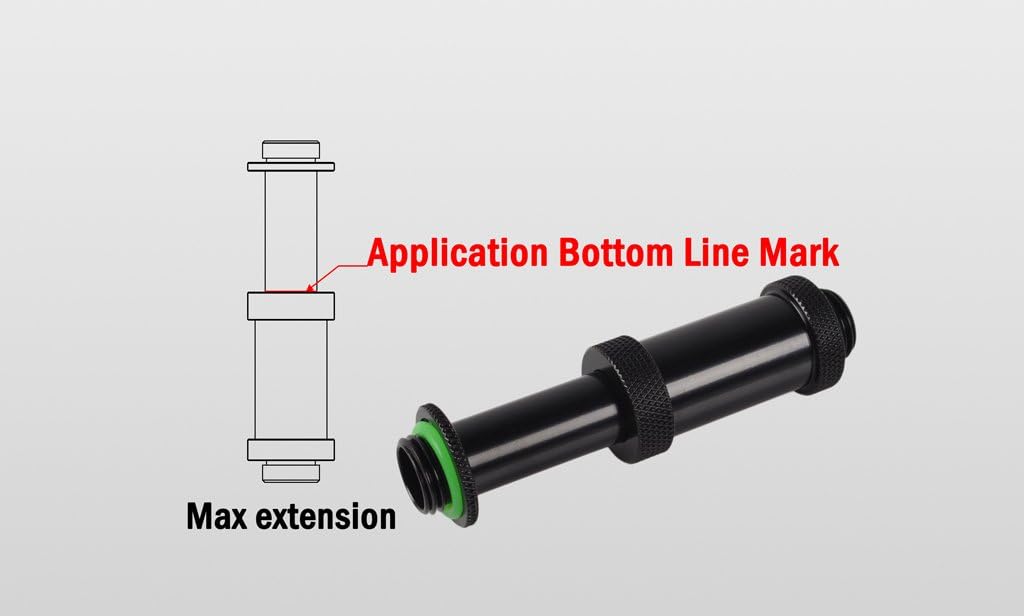 Bitspower Adjustable Aqua Link Pipe, 1.9685 inches, Matte Black, Water-Cooling Fitting, Compatible with Desktop, Graphic Cards