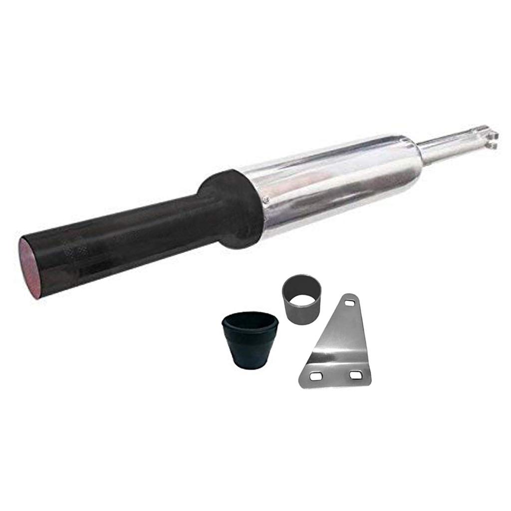 OZANGO Bike Mini Punjab Dholki Short Bottle Glasswool Filter Bullet Exhaust Silencer Front Black With Zed Clamp Bush For Royal Enfield Classic 350