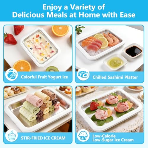 Image of Rolled Ice Cream Maker, Instant Ice Cream Maker Ball with 2 Scrapers,Food Grade Premium Stainless Steel Cold Plate No-electricity for Frozen Yogurt, Sorbet, Fun Parent-Child Activities Families